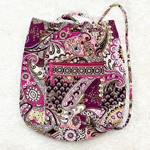 Y2K Vera Bradley Pink Very Berry Paisley Drawstring Cloth Backpack Retired